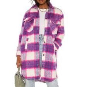 BlankNYC Plaid Purple and White Women's Coat shacket size M